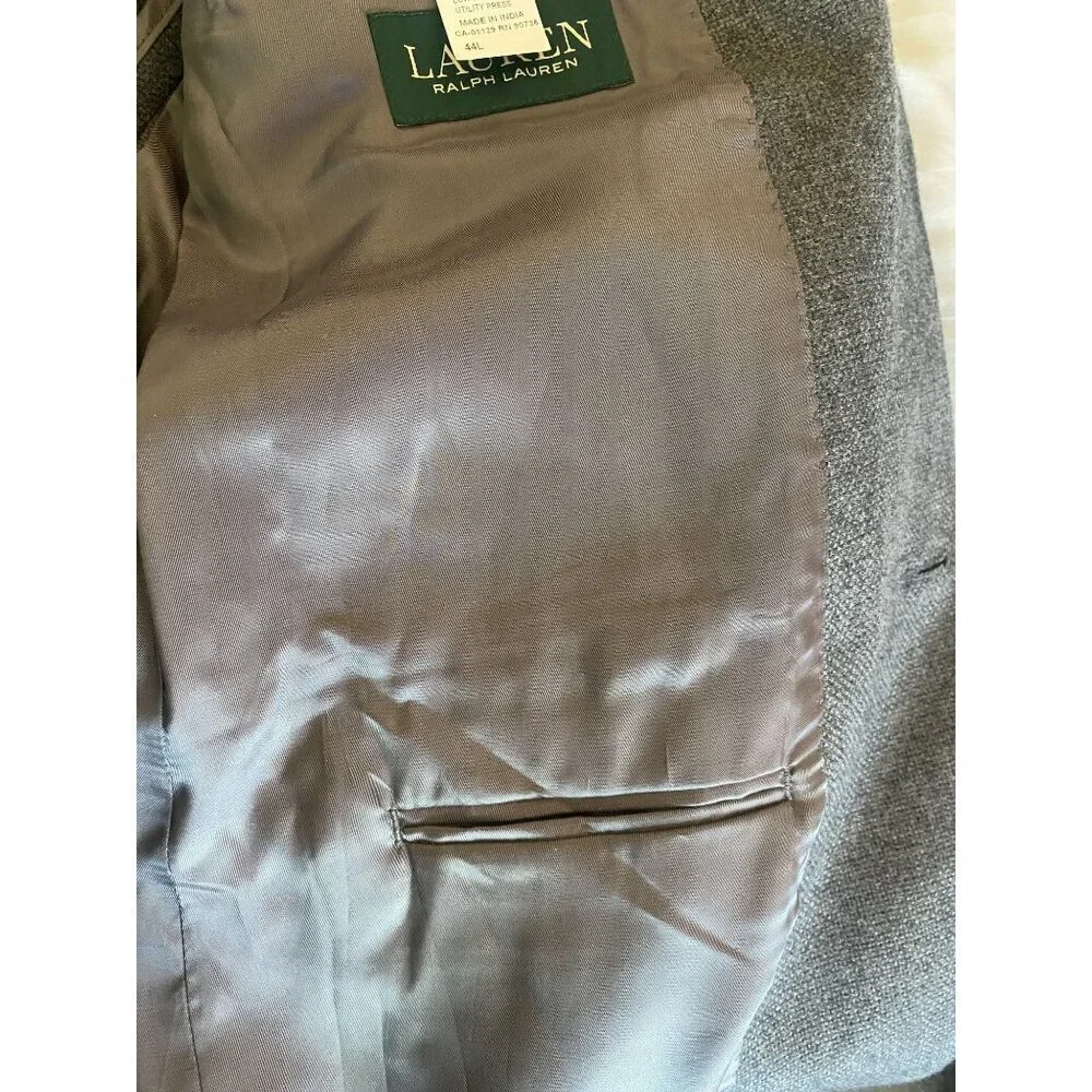 Lauren Ralph Lauren‎ Mens Gray Wool Blazer Size 44 Long Two Button Old Money